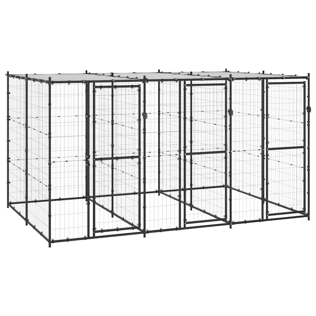 Outdoor Dog Kennel Steel with Roof 7,26 m²