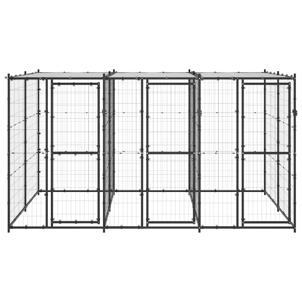 Outdoor Dog Kennel Steel with Roof 7,26 m²