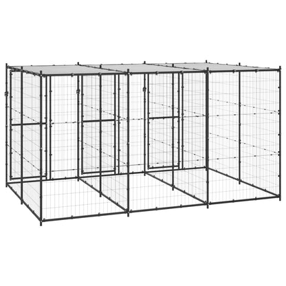 Outdoor Dog Kennel Steel with Roof 7.26 m²