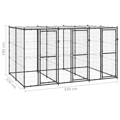 Outdoor Dog Kennel Steel with Roof 7,26 m²