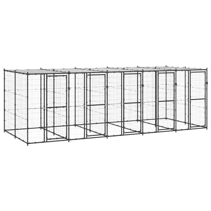 Outdoor Dog Kennel Steel with Roof 12.1 m²