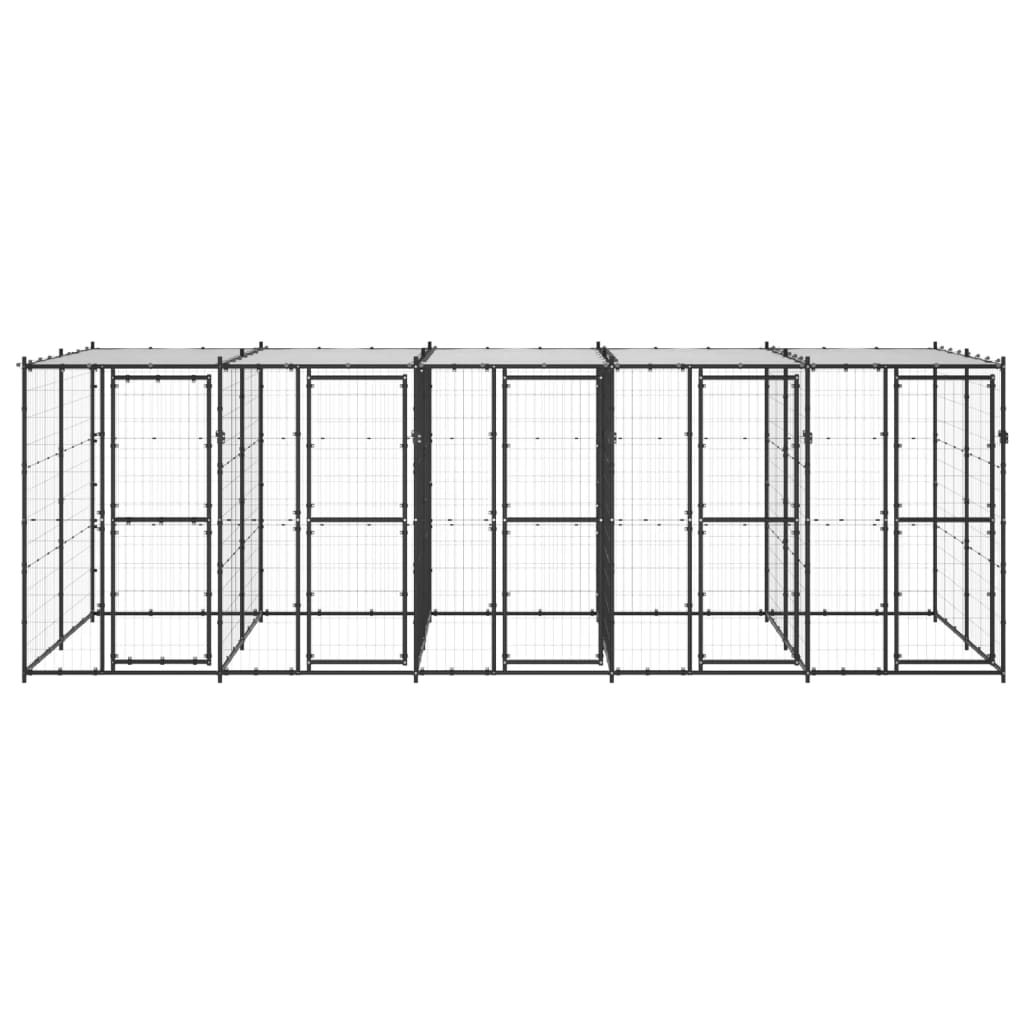 Outdoor Dog Kennel Steel with Roof 12.1 m²