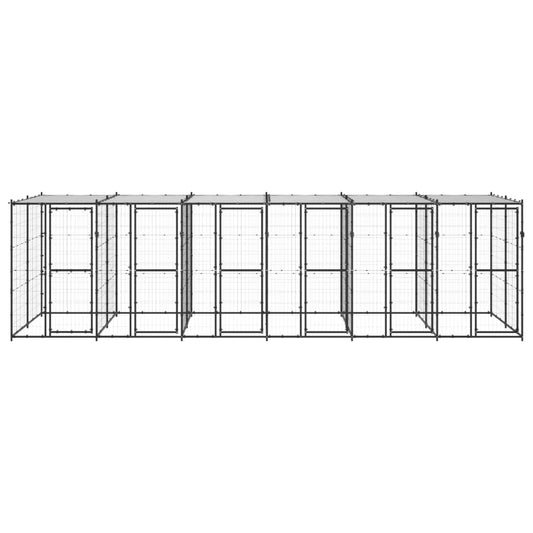 Outdoor Dog Kennel Steel with Roof 14.52 m²