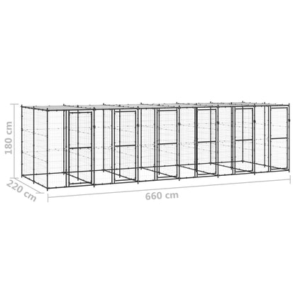 Outdoor Dog Kennel Steel with Roof 14.52 m²