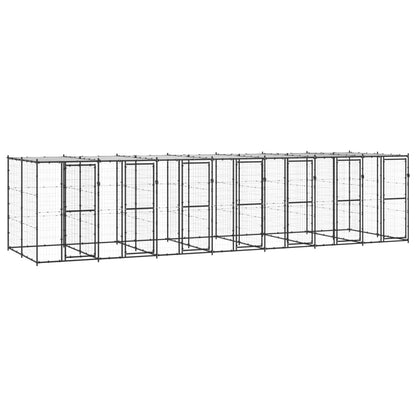 Outdoor Dog Kennel Steel with Roof 16.94 m²