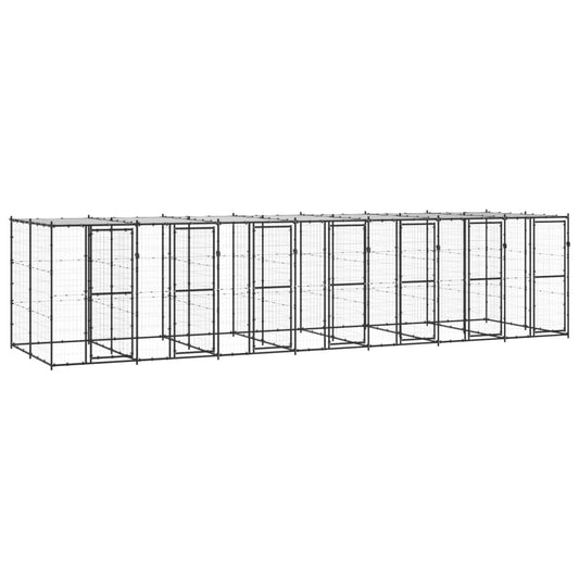 Outdoor Dog Kennel Steel with Roof 16.94 m²