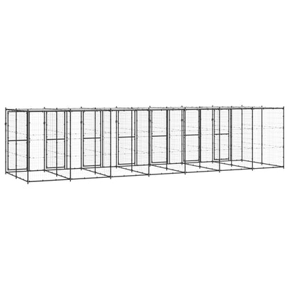 Outdoor Dog Kennel Steel with Roof 16.94 m²