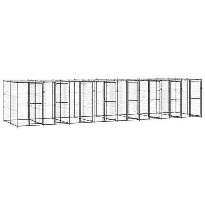Outdoor Dog Kennel Steel with Roof 19.36 m²
