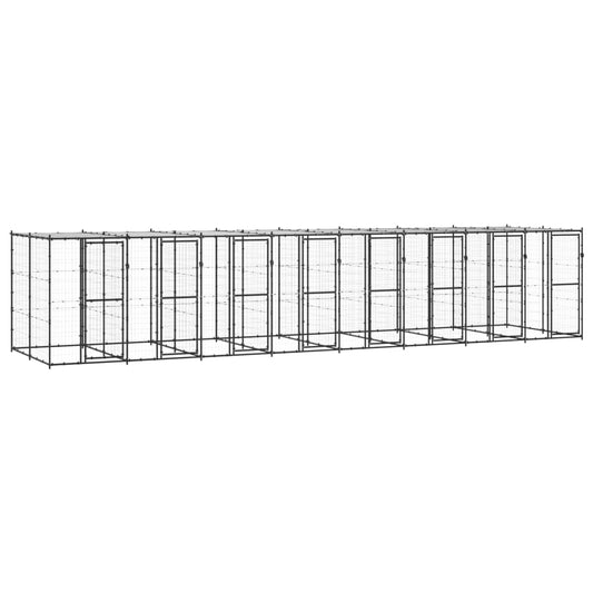 Outdoor Dog Kennel Steel with Roof 19.36 m²