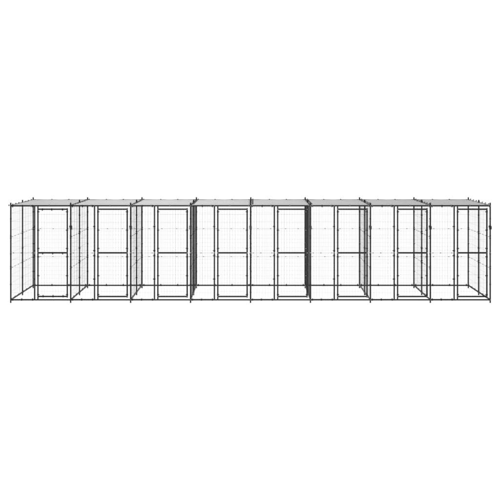 Outdoor Dog Kennel Steel with Roof 19.36 m²