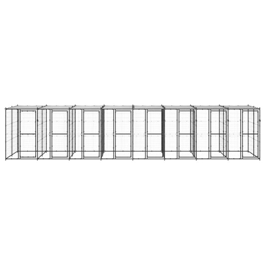 Outdoor Dog Kennel Steel with Roof 19.36 m²