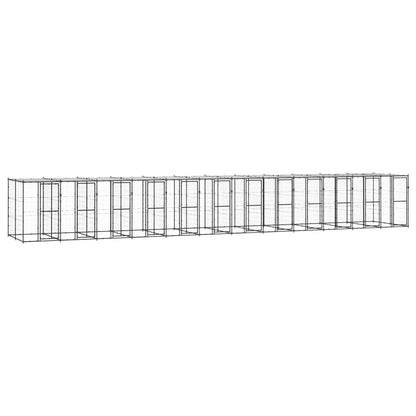 Outdoor Dog Kennel Steel with Roof 29.04 m²