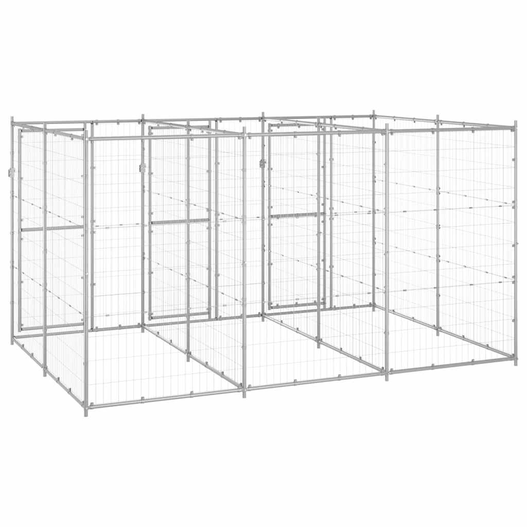Outdoor Dog Kennel Galvanised Steel 7.26 m²