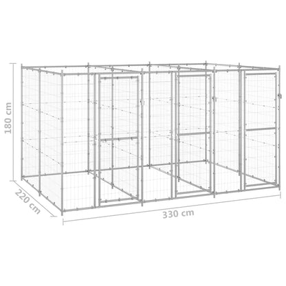 Outdoor Dog Kennel Galvanised Steel 7.26 m²