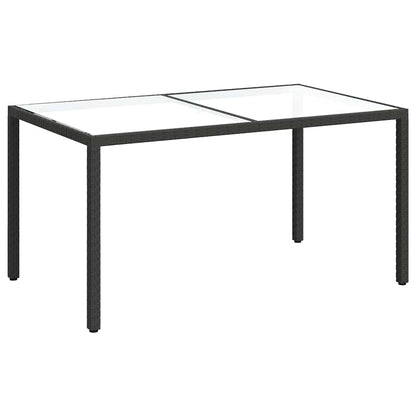 Garden Table | Black | Tempered Glass, Poly Rattan, Powder-Coated Steel