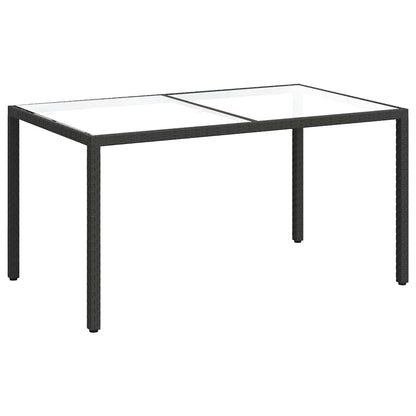316705 vidaXL Garden Table 150x90x75 cm Tempered Glass and Poly Rattan Black