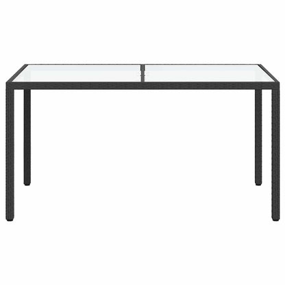 316705 vidaXL Garden Table 150x90x75 cm Tempered Glass and Poly Rattan Black