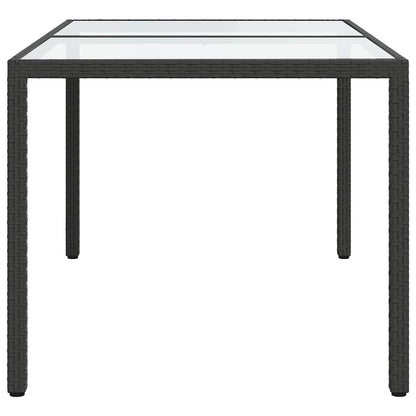 316705 vidaXL Garden Table 150x90x75 cm Tempered Glass and Poly Rattan Black