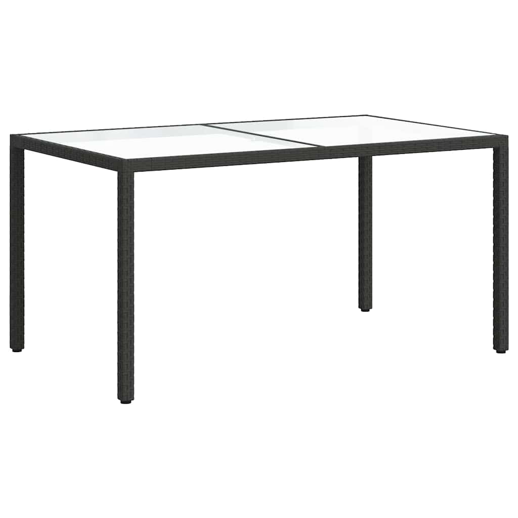 Garden Table | Black | Tempered Glass, Poly Rattan, Powder-Coated Steel