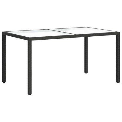 316705 vidaXL Garden Table 150x90x75 cm Tempered Glass and Poly Rattan Black