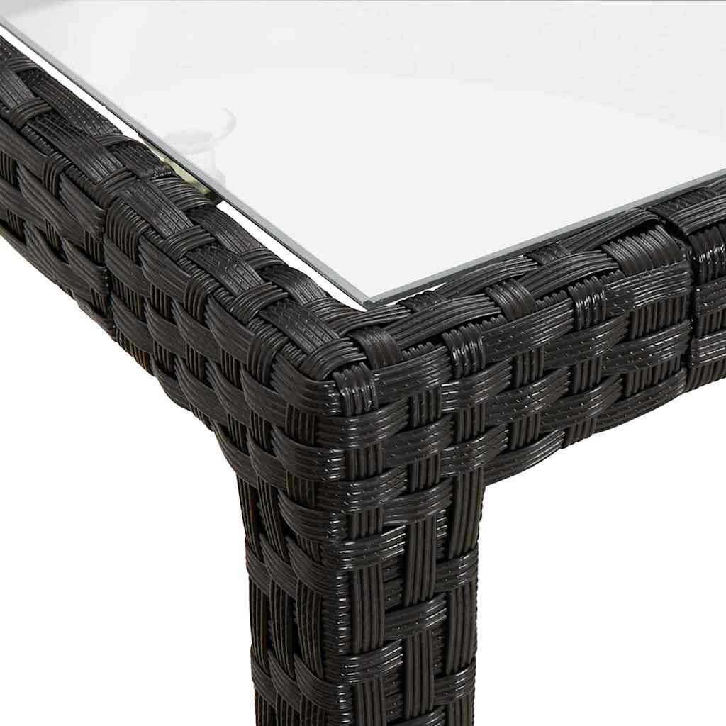 Garden Table | Black | Tempered Glass, Poly Rattan, Powder-Coated Steel