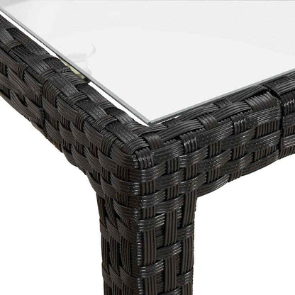 Garden Table | Black | Tempered Glass, Poly Rattan, Powder-Coated Steel