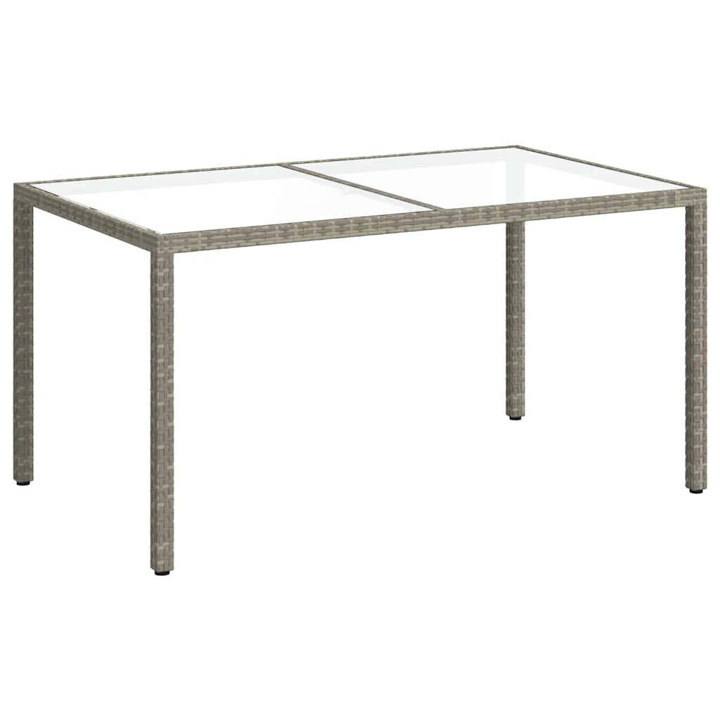 Garden Table | Grey | Poly rattan, tempered glass, powder-coated steel