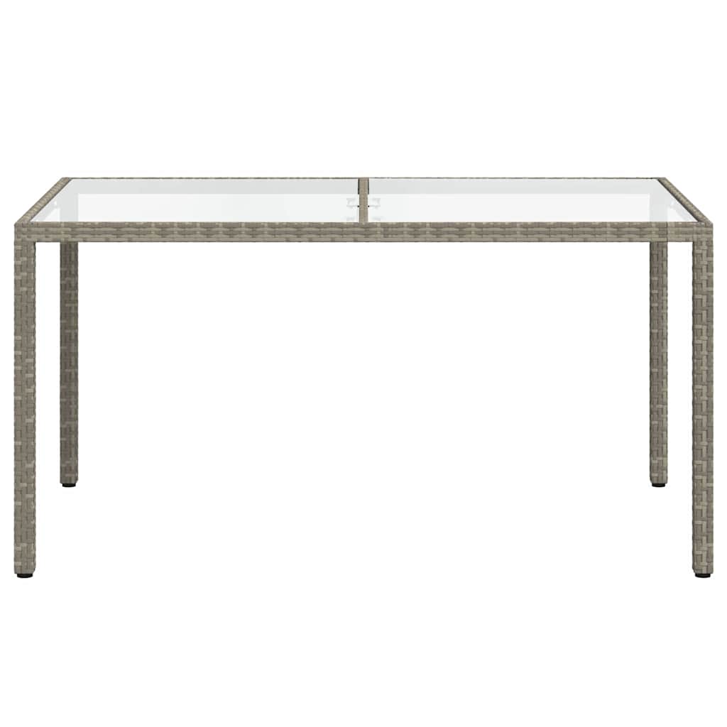 Garden Table | Grey | Poly rattan, tempered glass, powder-coated steel