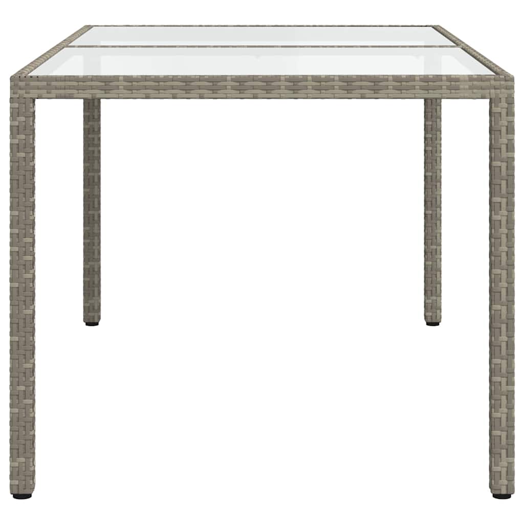 Garden Table | Grey | Poly rattan, tempered glass, powder-coated steel