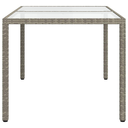Garden Table | Grey | Poly rattan, tempered glass, powder-coated steel