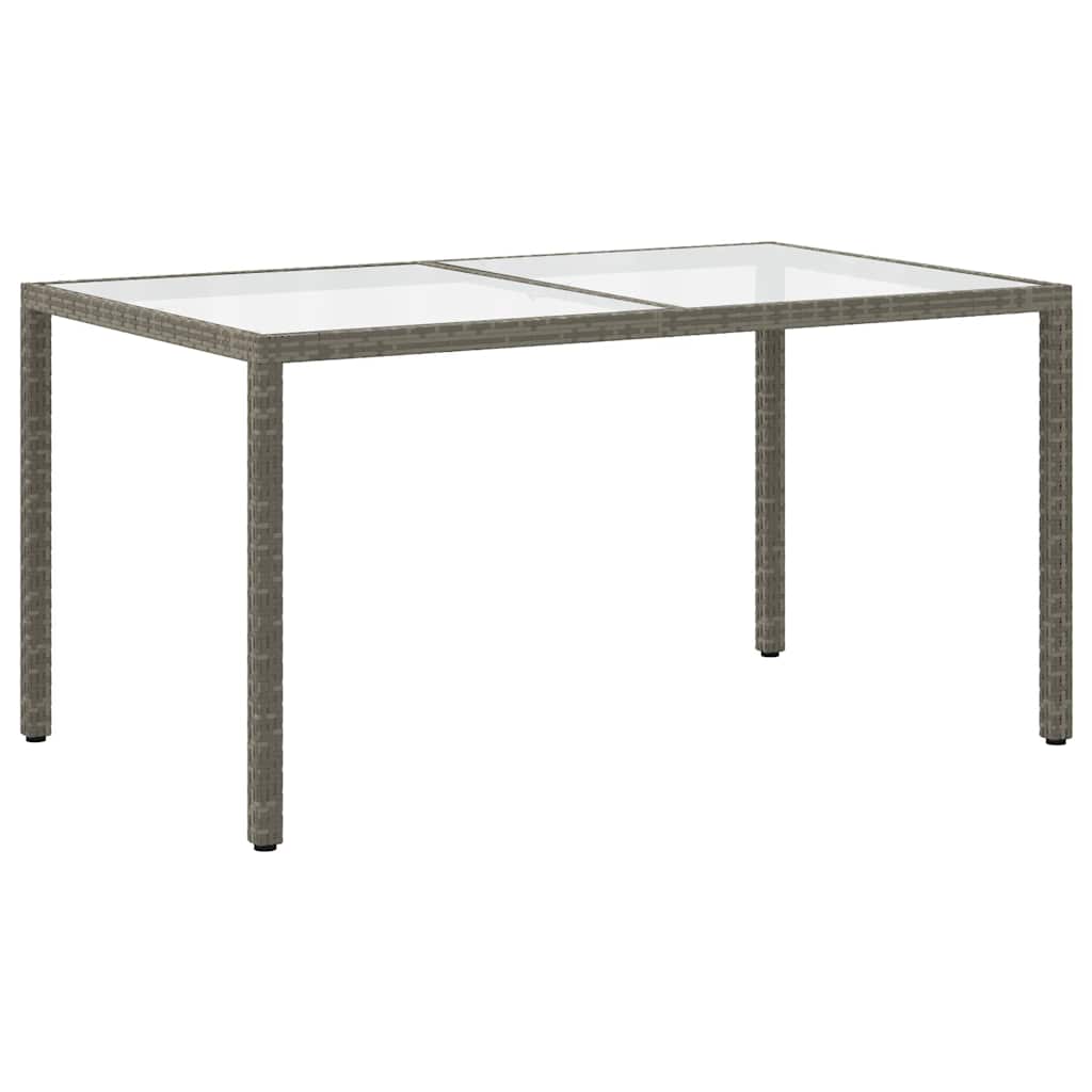 Garden Table | Grey | Poly rattan, tempered glass, powder-coated steel