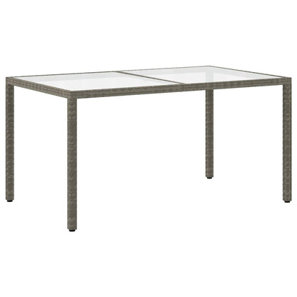 Garden Table | Grey | Poly rattan, tempered glass, powder-coated steel