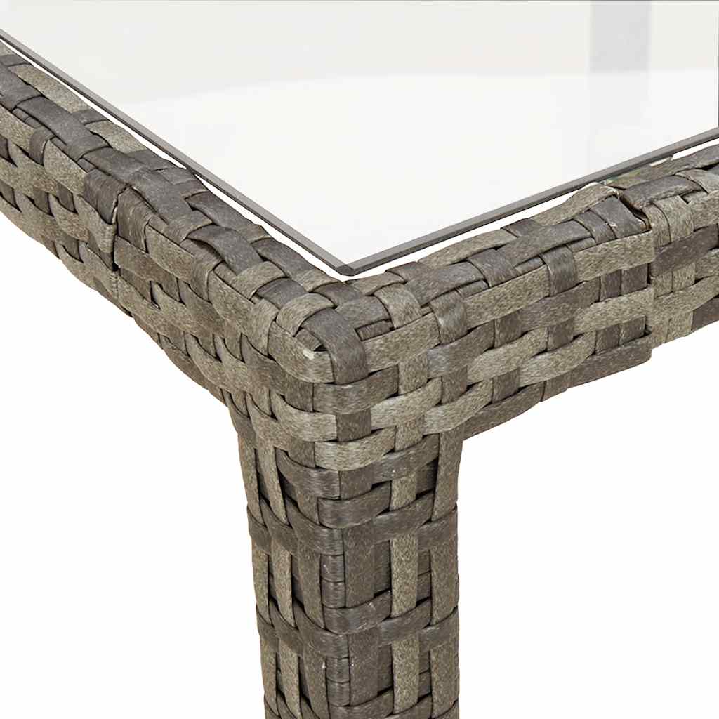 Garden Table | Grey | Poly rattan, tempered glass, powder-coated steel