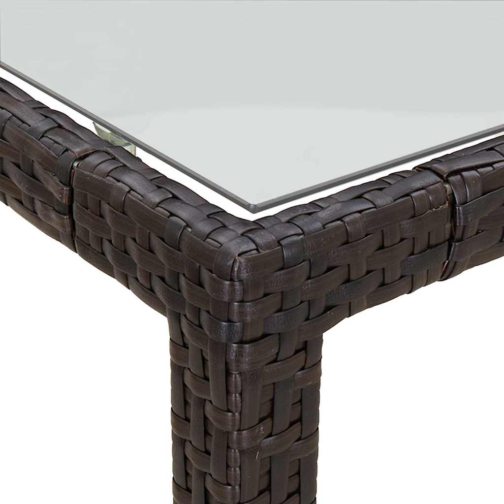 316711 vidaXL Garden Table Brown 190x90x75 cm Tempered Glass and Poly Rattan