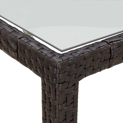 316711 vidaXL Garden Table Brown 190x90x75 cm Tempered Glass and Poly Rattan