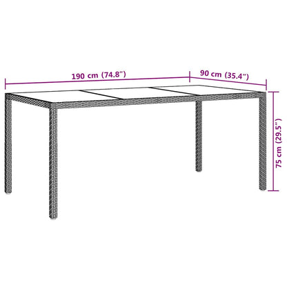 316717 vidaXL Garden Table Beige 190x90x75 cm Tempered Glass and Poly Rattan