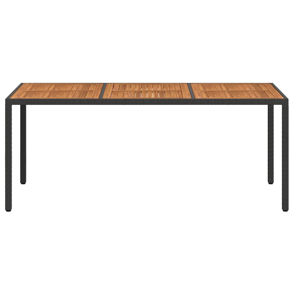 Garden Table | Black | Poly Rattan | Large | Decorative Inlays