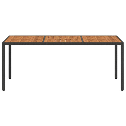 Garden Table | Black | Poly Rattan | Large | Decorative Inlays