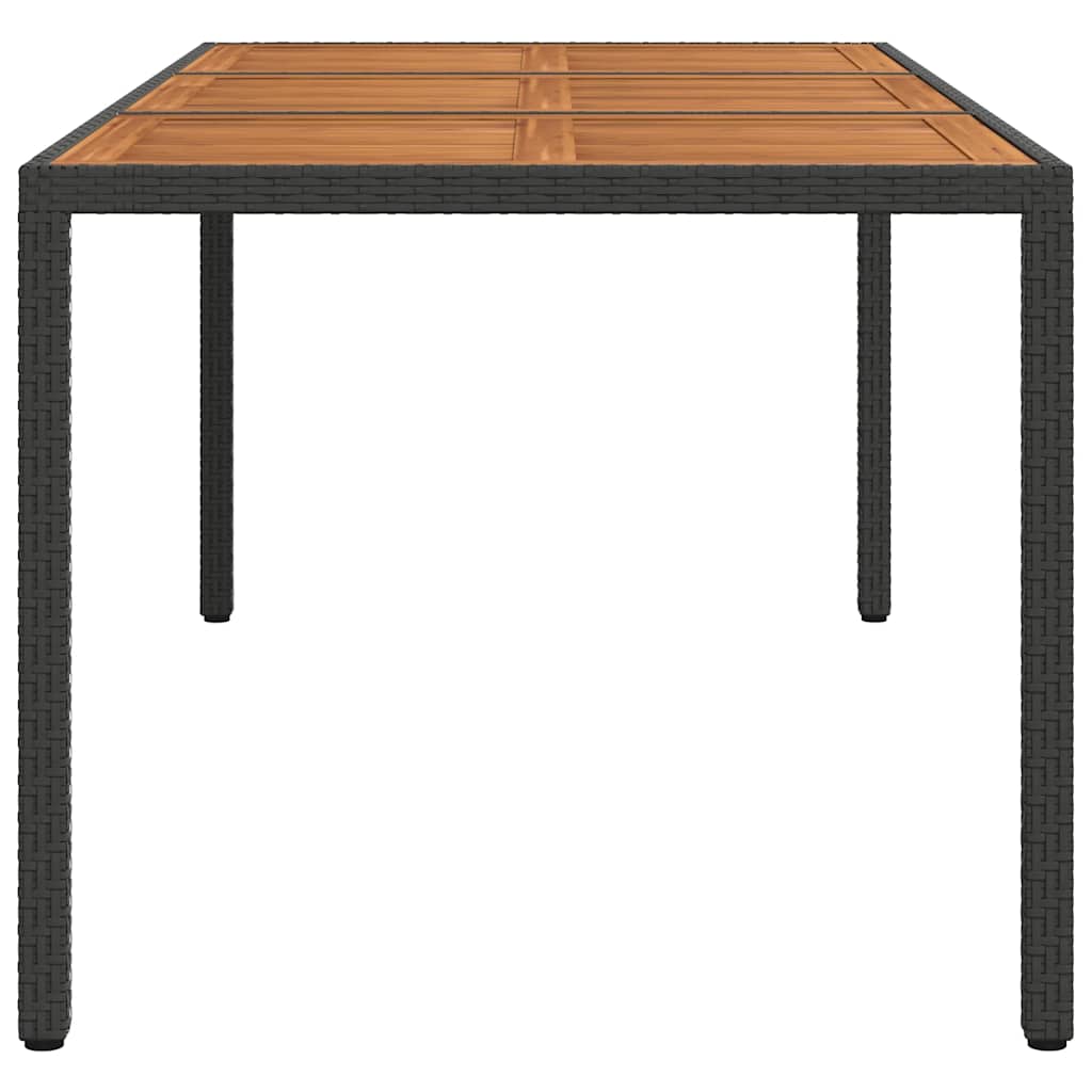 Garden Table | Black | Poly Rattan | Large | Decorative Inlays