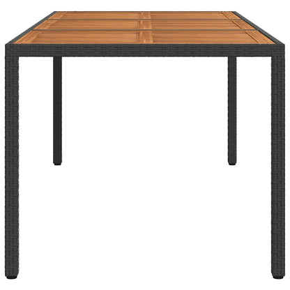 Garden Table | Black | Poly Rattan | Large | Decorative Inlays