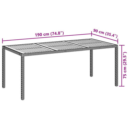 Garden Table | Black | Poly Rattan | Large | Decorative Inlays