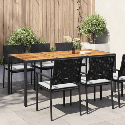 Garden Table | Black | Poly Rattan | Large | Decorative Inlays