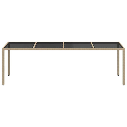 316728 vidaXL Garden Table Beige 250x100x75 cm Tempered Glass and Poly Rattan