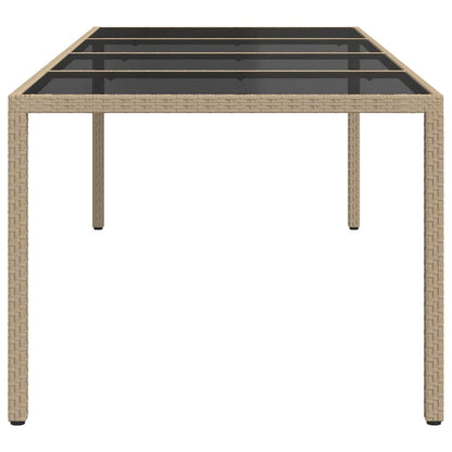316728 vidaXL Garden Table Beige 250x100x75 cm Tempered Glass and Poly Rattan