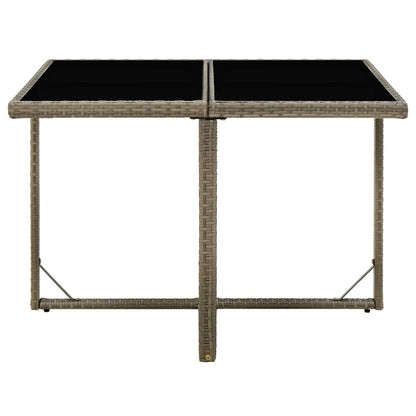 316765 vidaXL Garden Table Grey 109x107x74 cm Poly Rattan and Glass