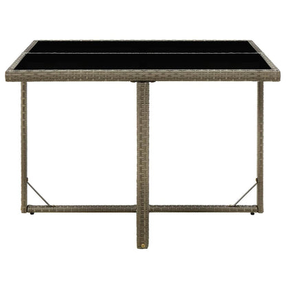 316765 vidaXL Garden Table Grey 109x107x74 cm Poly Rattan and Glass