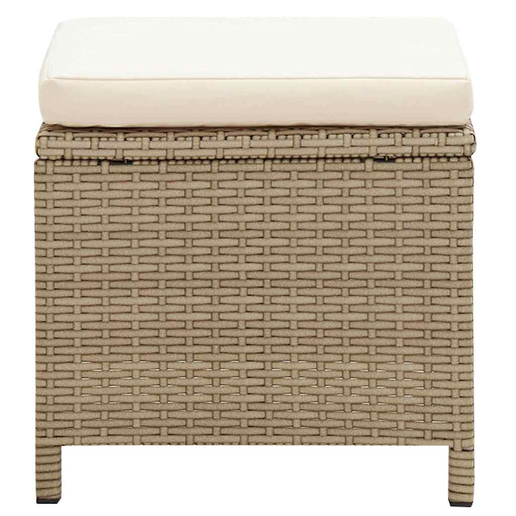 Garden Chairs with Stools 2 pcs Poly Rattan Beige