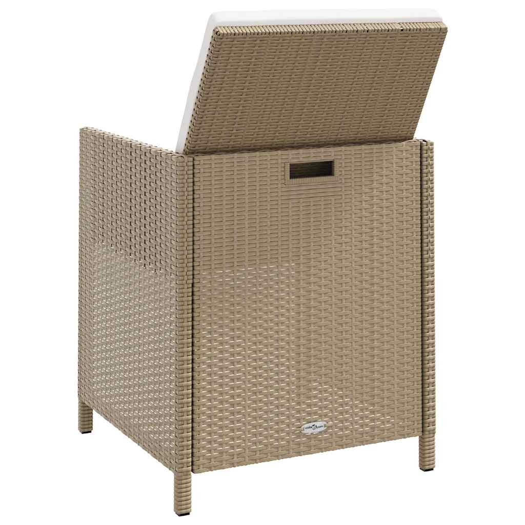 Garden Chairs with Stools 2 pcs Poly Rattan Beige