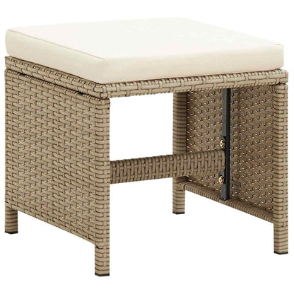 Garden Chairs with Stools 2 pcs Poly Rattan Beige