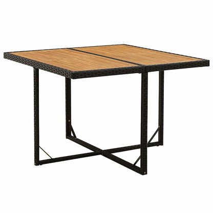 316790 vidaXL Garden Table Black 109x107x74 cm Poly Rattan&Solid Wood Acacia